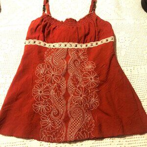 burnt orange sleeveless top